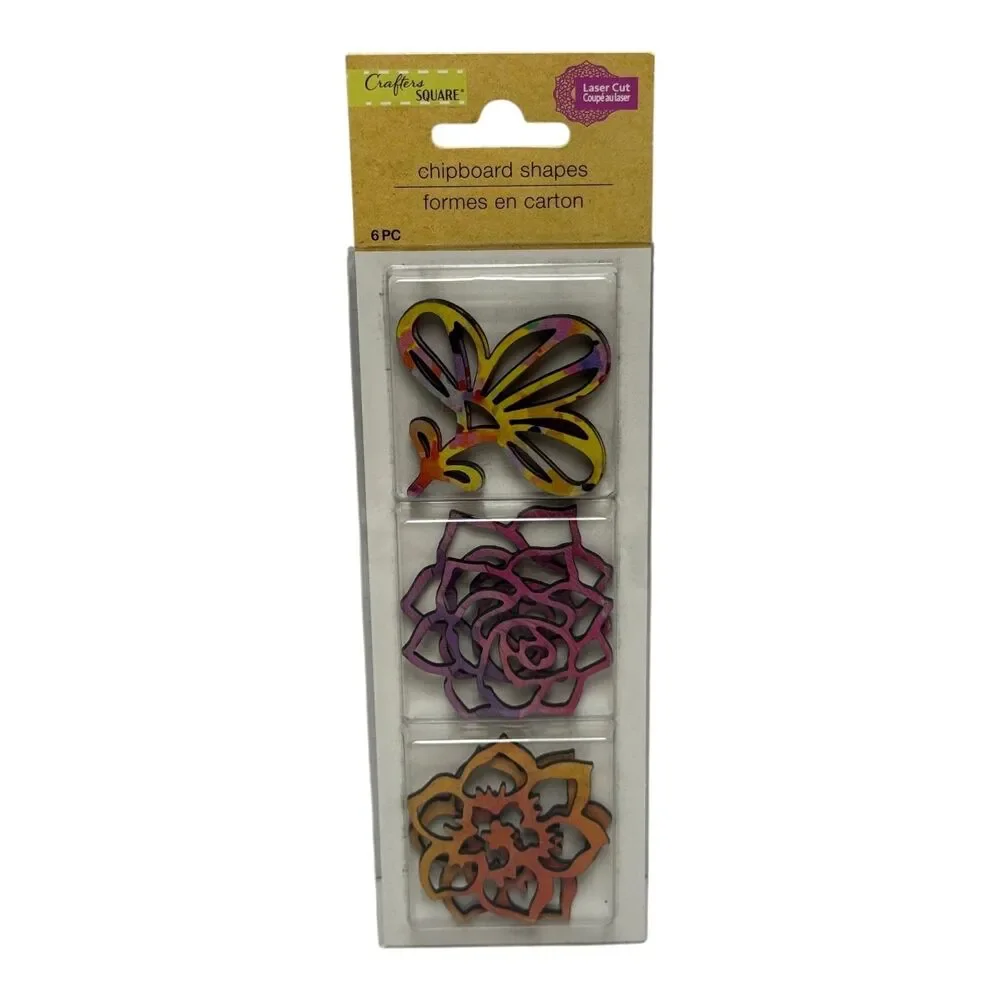 Crafter's Square Chipboard Shapes Floral Leaf Craft Embellishments 5 Pack